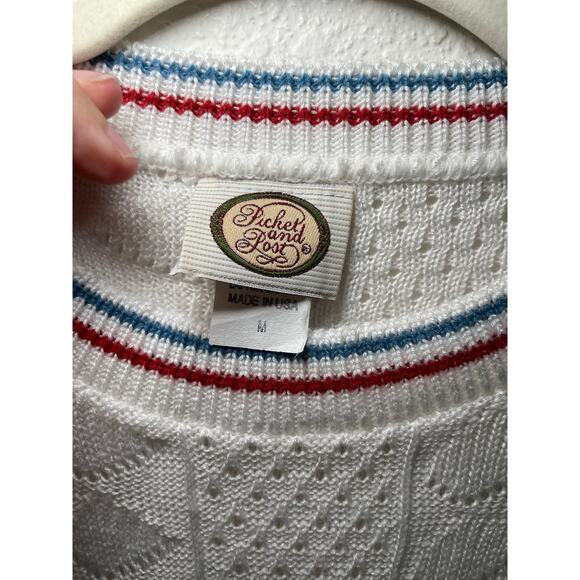 Vintage Picket and Post White Short Sleeve Preppy Sweater size Medium - Picture 3 of 5